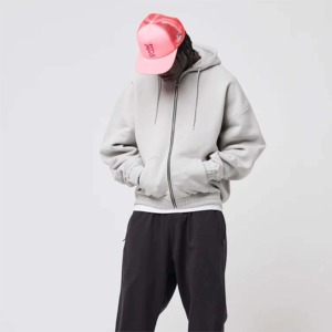 Lettre personnalisée bouffante imprimé coupe ample fermeture éclair US sweats à capuche 500GSM français coton éponge confortable polaire à la mode fermeture éclair à capuche - Product Image 2