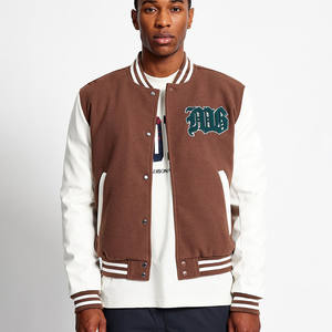 Dernière Offre Spéciale Veste universitaire marron avec écusson brodé pour hommes en laine véritable Letterman College Baseball Bomber Bomber Jacket - Product Image 6