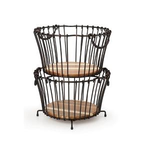 Cesta de verduras de frutas de hierro multifunción que ahorra espacio diseñada para maximizar el espacio de la encimera en cocinas urbanas con estilo - Product Image 5