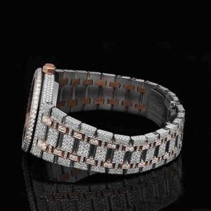 Elegante Reloj Deportivo Analógico para Hombre de 41 mm, con Diamantes Moissanite VVS, Acero Inoxidable, Diseño Personalizado con Madera, Estilo Hip Hop - Product Image 3