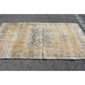 4.2x8.3 ft Rug, Turkish Vintage Area Rug, <b>Yellow</b> <b>Wool</b> Rug - Product Image 3