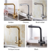 Robinet de cuisine 3 voies avec filtre à eau, double poignée, jet latéral, nickel brossé, laiton, certifié CUPC CE, vente en gros, distributeurs bienvenus
