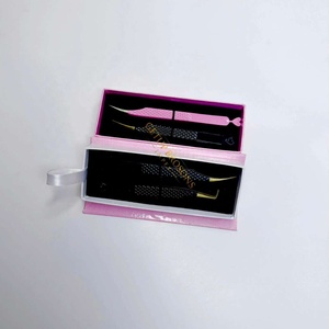 Pince à épiler professionnelle GETUP BROSONS IMPEX en acier inoxydable 10 mm, antistatique, pour isolation de volume, pointe noire/dorée rose, pour cils lisses - Product Image 2