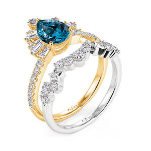 Jeulia Luna Astra Sunrise Two-Tone Pear <b>Ring</b> Set for Anniversary - Product Image 4