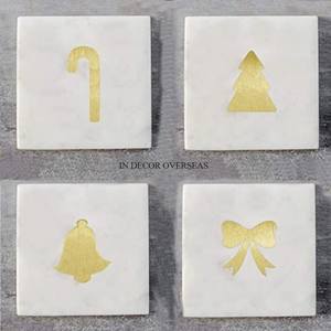 Hot Selling <b>Prime</b> Quality White Marble And Unique Crystal Designer Set Of 4 Coasters From Indian For Home Hotel And Restaurants - Product Image 4