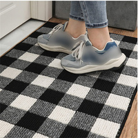 Schwarz Weiß Plaid Fußmatten Maschinen wasch bare Eingangs boden matte Absorbent Rutsch feste Dirt Trapper Tür matte