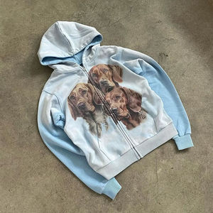 OEM Streetwear décontracté tissu épais sweat à capuche zippé hommes décoloration délavé contraste couleur conception personnalisée impression numérique à capuche pour hommes - Product Image 2