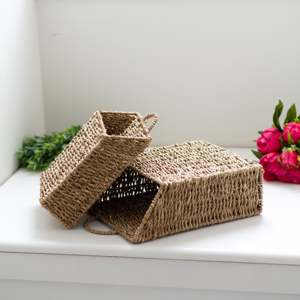 Boho Hand Woven <b>Wall</b>-mounted Natural Seagrass <b>Baskets</b> Straw <b>Wall</b> Hanging <b>Storage</b> <b>Basket</b> Home Organizer - Product Image 6