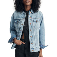 Veste en jean surdimensionnée pour femme, en denim 100 % coton respirant, finition personnalisée, vêtement d'extérieur pour le printemps