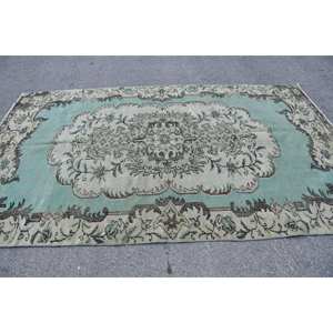 Alfombra turca clásica Vintage de 5,7x9,5 pies, verde, Beige, área grande, lana, látex, retazos rectangulares para pasillo, abstracto para habitación - Product Image 3