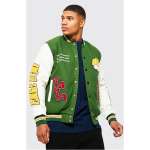 High Quality Causal <b>Varsity</b> Baseball <b>Bomber</b> <b>Jacket</b> <b>Men's</b> Summer Reversible 100% Wool Mandarin Collar Quick Dry Breathable Wool - Product Image 1