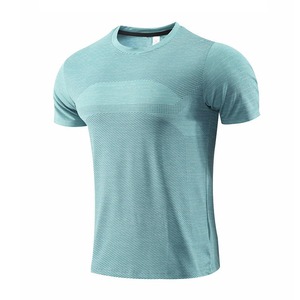 Vente en gros OEM OEM T-shirt en jersey à séchage rapide pour hommes, ourlet incurvé, vêtements de sport de course, technique blanche imprimée à manches courtes grande taille - Product Image 4