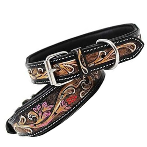 Elegant Premium <b>collar</b> western Leather <b>Dog</b> <b>Collar</b> Finish Luxury Floral Design Small Large <b>Dogs</b> Durable Breathable Eco-Friendly - Product Image 2