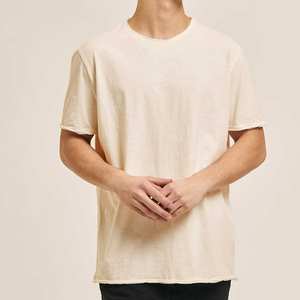 เสื้อยืดผู้ชายผ้าฝ้าย 100% ระบายอากาศได้ดี เนื้อผ้าเจอร์ซีย์หนา ดีไซน์เรียบง่าย ผลิตจากผ้าวอร์สเต็ดและเส้นใยไม้ไผ่ - Product Image 1