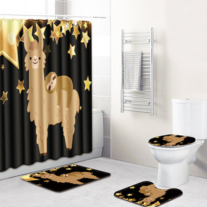 Funny Emoji Print <b>Bathroom</b> Rug <b>Set</b> Shower Curtain Toilet Cover Bath <b>Mat</b> 4 Piece - Product Image 2