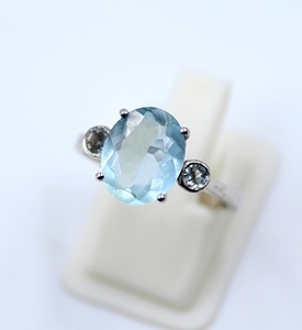 หินอความารีนธรรมชาติสีฟ้าสเตอริ925เจียระไนเพชรรูปไข่สำหรับงานแต่งงานหรืองานเลี้ยง - Product Image 5