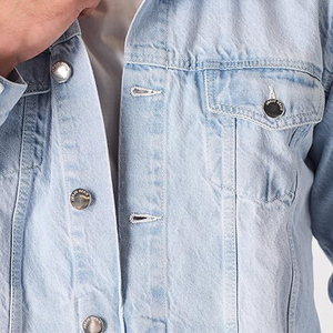 Vestes en jean décontractées pour hommes de haute qualité vestes d'hiver surdimensionnées élégantes emblématiques en couleur bleue délavée avec col montant en toile - Product Image 4