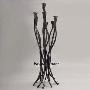 Menorah élégante en aluminium avec bras fantaisie pour Noël et vacances décoration de la maison mariage église bougeoir support - Product Image 3