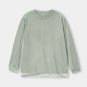 Sweat-shirt en velours premium, velours doux, manches longues, pull-over minimaliste vert pour l'automne et l'hiver, services OEM - Product Image 1