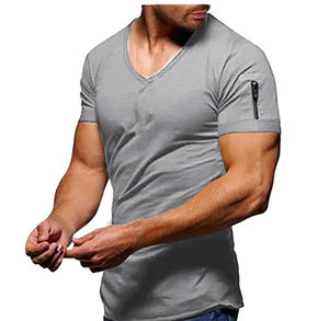 Camisetas Casuales de Cuello en V 100% Algodón, Manga Regular, para Hombre, Estilo Urbano, Ecológicas, de Secado Rápido, Transpirables, de Color Sólido, con Detalle Frontal y en el Cuello - Product Image 5