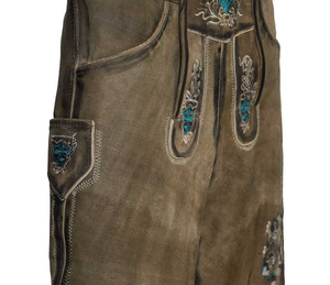 2025 nueva moda Lederhosen pantalones cortos de cuero bávaro marrón hombres cabra gamuza pantalones cortos de cuero occidental - Product Image 4