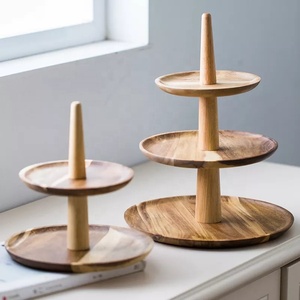 แท่นวางเค้กทำจากไม้สามชั้นทำจากไม้สำหรับงานแต่งงานและงานวันเกิดแบบออร์แกนิก - Product Image 5