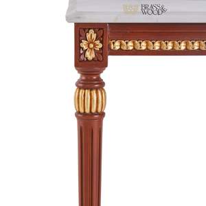 Mesa Auxiliar Cuadrada de Lujo con Tapa de Mármol Blanco y Marco de Caoba Tallado a Mano en Oro Antiguo para Decoración Clásica de Sala de Estar - Product Image 3