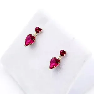 Women's 925 Sterling <b>Silver</b> 2CT Pear Cut Simulated Pink Ruby <b>Drop</b> <b>Earrings</b> Gold Plated for Weddings Parties Anniversaries Gifts - Product Image 4