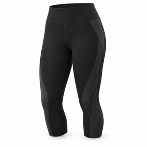 Polyester Fabric Breathable Panels Lightweight Build Comfortable Fit Women <b>Capri</b> <b>Legging</b> Designed With Four Way Stretch - Product Image 1