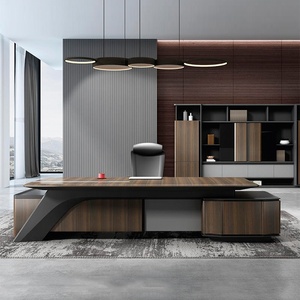 Modern Luxury Wooden Executive <b>Desk</b> and Chair Set Premium Minimalist CEO President Office Table with Designer Ergonomic Computer - Product Image 5