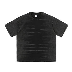 เสื้อยืดผู้ชายแบรนด์ดัง สไตล์เรโทรสุดเทรนดี้ สำหรับฤดูร้อน ดีไซน์ขาดๆ แบบสตรีทแฟชั่น ทรงหลวม คอวี ผ้าฝ้าย 100% น้ำหนัก 180 กรัม ผ้าไม่ยับ - Product Image 3