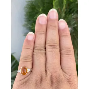 925 <b>Silver</b> Honey Citrine Cabochon <b>Ring</b> Handmade Fine Jewelry with Oval Cut Stone Rhodium Plated for <b>Men</b> Everyday Wear - Product Image 4