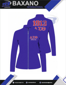 T-shirts d'hiver à fermeture éclair intégrale grande taille pour femmes, bleu roi, avec lettres grecques audacieuses 1913, logo personnalisé de la sororité Delta Sigma Theta (DST) - Product Image 4