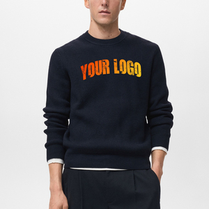 Pulls pour hommes en coton 100% tricoté, col rond, couleur unie noire, taille oversize, mode décontractée, nouvelle arrivée 2026 - Product Image 6