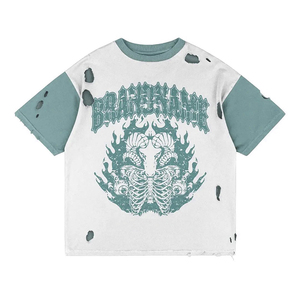 T-shirts vintage surdimensionnés pour hommes en coton 100% 220g, personnalisés, délavés à l'acide, effet usé, écologiques, anti-UV, avec motif - Product Image 6