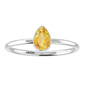 925 plata esterlina Natural citrino piedra preciosa bisel ajuste hecho a mano diseñador minimalista anillo regalo para ella anillo apilable joyería - Product Image 3