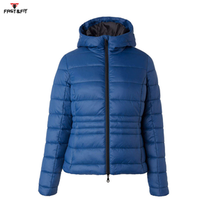 Custom Made Thick Solid Pattern Autumn/Winter Stand Collar Full Zip Long Breathable Cotton Puffer Jacket for Sale - Product Image 4
