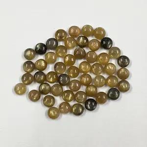 Loose Gemstone For Jewelry Making Natural Golden Shine 4mm Round Shape Smooth Cabochon Gemstone From Supplier