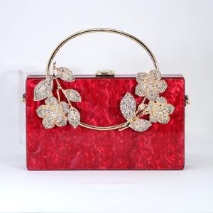 Bolso de mano de resina de tamaño personalizado con cristal y piedra, bolso de mano de novia, monederos acrílicos para mujeres y niñas para bodas y fiestas - Product Image 1