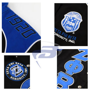 Veste bomber universitaire personnalisée Zeta Phi Beta Sorority, design brodé et patchwork, coupe-vent et respirante - Product Image 3