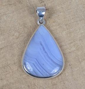 Bleu Dentelle Agate Gemstone 925 Timbre Argent Pendentif Bijoux Fine Jewelry Fiançailles Cadeau 925 Sterling Silver Collier Pendentif Avec - Product Image 3