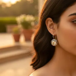 ต่างหูเงินแท้ 925 ประดับพลอยทรงกลม ดีไซน์ทันสมัย น่ารัก เหมาะสำหรับงานแต่งงาน งานหมั้น งานเลี้ยง ของขวัญเครื่องประดับ พร้อมเพชร ซิรคอน และมุก - Product Image 3