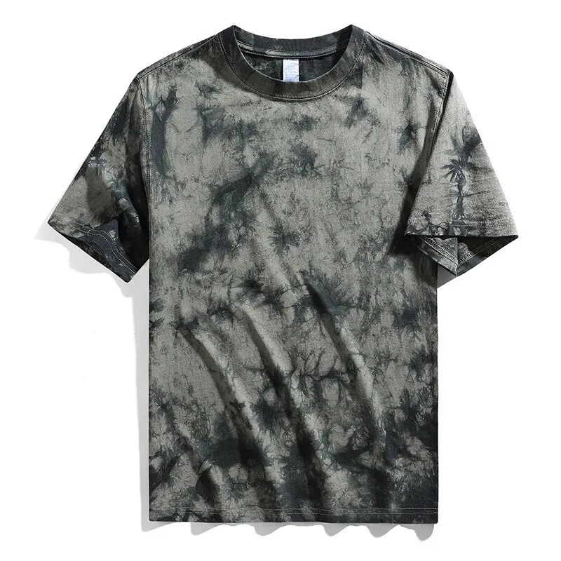 Nieuwe Katoenen Mode Tie Dye Heren T-Shirt Anti Pilling Ademende Duurzame Anti Krimp Zomer Korte Mouw T-Shirt Heren T-Shirt