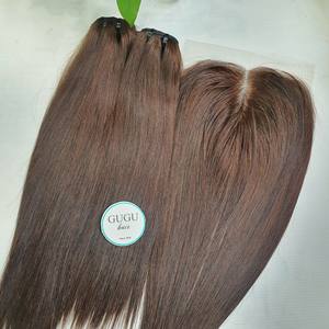 Extensiones de cabello humano natural con cierre y paquetes de peluca marrón vietnamita al por mayor sin etiquetas ni desprendimiento - Product Image 4