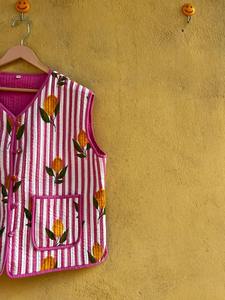 <b>Women's</b> Vintage Style Quilted Vest Coat Floral Pattern V-Neck 100% Cotton Casual All Seasons Vest <b>Sleeveless</b> <b>Jacket</b> For <b>Women</b> - Product Image 3