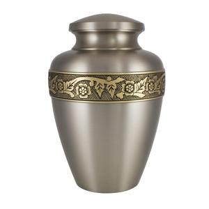 Urne commémorative de bande florale de cercueil en laiton remarquable pour des adultes urne décorative de souvenir funéraire en métal de conception agréable - Product Image 1