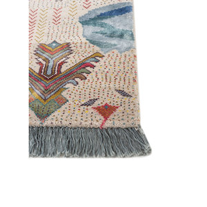 Tapis Manchaha en laine et soie de bambou noués à la main, grand format, géométrique abstrait, rectangulaire, pour la maison, la voiture, le couloir - Modèle Les-2649 - Product Image 4