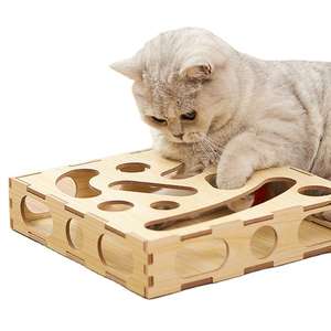Juguete Interactivo Ecológico de Madera para Gatos, Diseño de Caja de Rompecabezas Cuadrada - Product Image 1