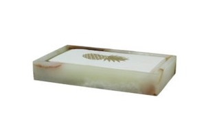 Gold <b>Black</b> Marble Honed Towel Tray, Marble Crafter Eris Collection Guest Towel Tray, Onyx Marble Guest Towel Tray - Product Image 4