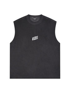 Vêtements de gym d'été délavés à la pierre avec logo personnalisé 100% débardeurs sans manches en coton respirant pour hommes de couleur unie - Product Image 4